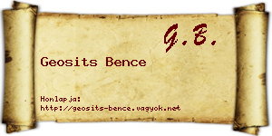 Geosits Bence névjegykártya